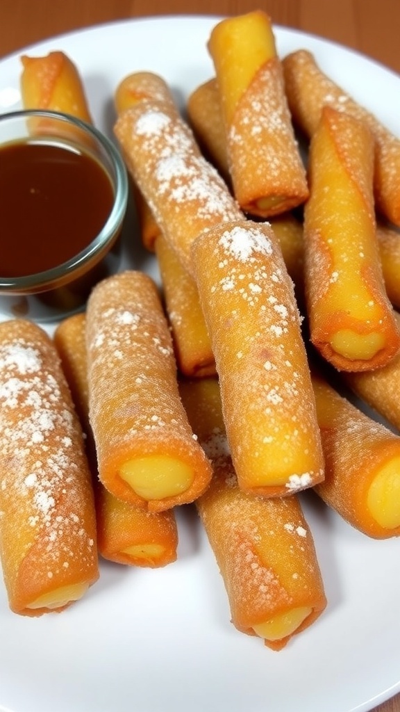 Golden brown donut fries coated in cinnamon sugar, served with chocolate dipping sauce.